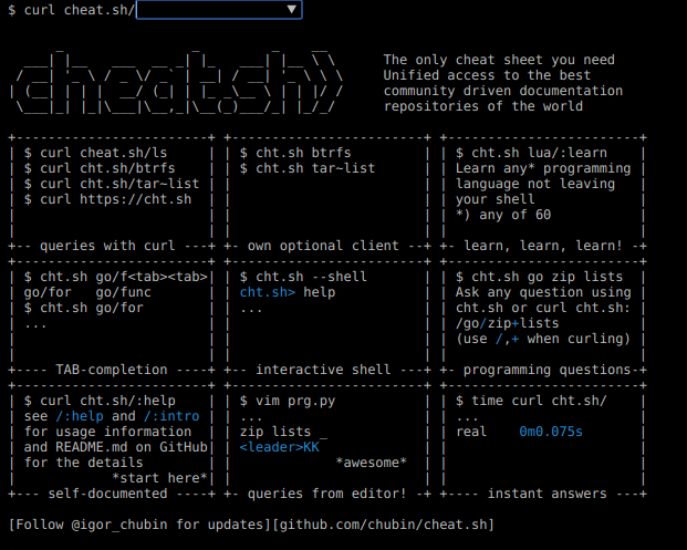 Cheat.sh – ayuda de comandos en línea y desde la línea de comandos